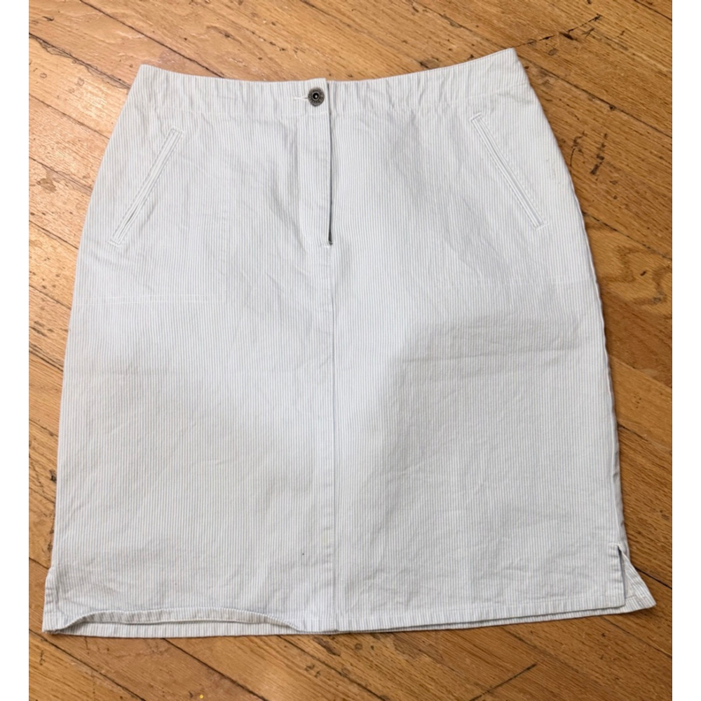 Women's Christopher & Banks A-Line Skirt Size 8 White Light Blue Striped